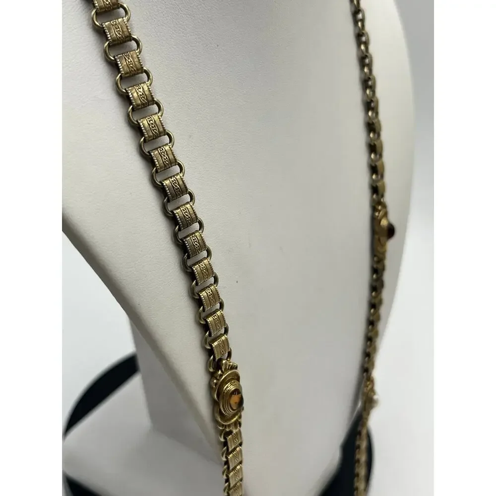 Vintage Gold Tone Book Chain Belt 34